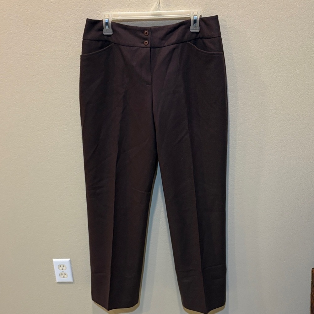 Elegant Brown Women's Wool Blend Fully Lined Trousers-Size 12